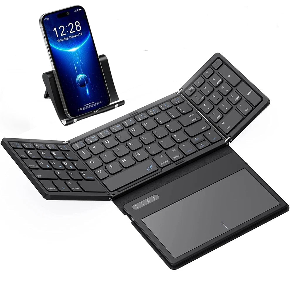 Bluetooth Keyboard Black Mini Foldable Wireless Portable Computer Laptop Keys