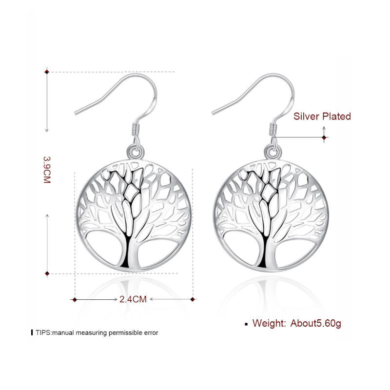 Veile Studios Earrings Thanksgiving Gift Sterling Silver Plated Tree Of Life Drop Dangle