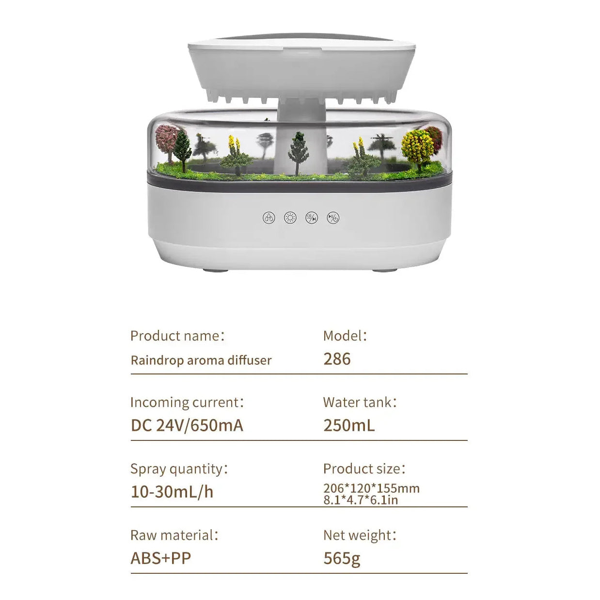 Smart Cool Mist Raindrop Air Humidifier For Garden Landscape Christmas Tree White Noise Oil Aroma Diffuser Portable