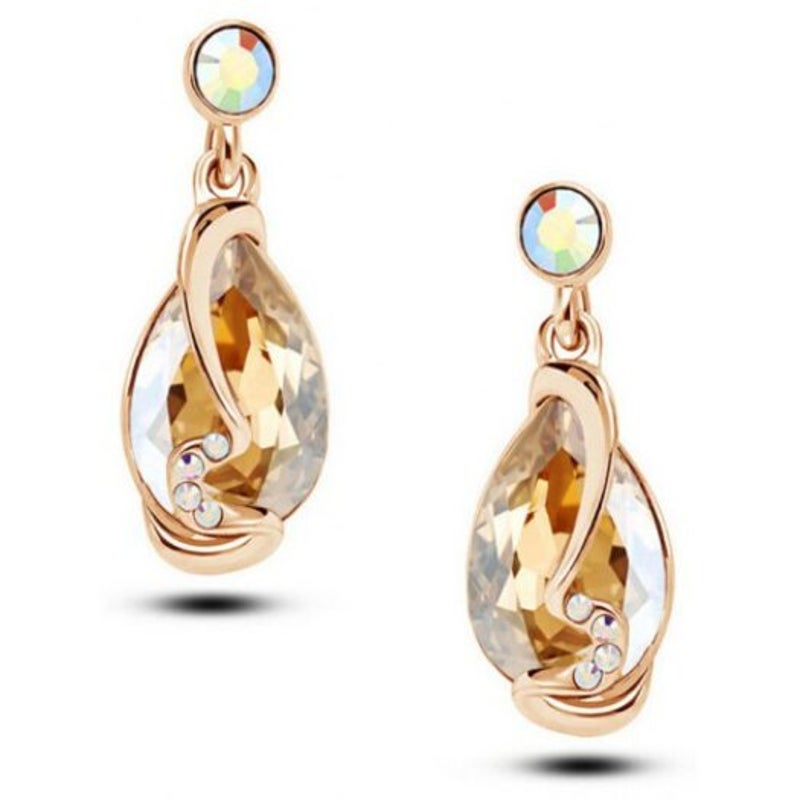 Fashion Party Accessories Earrings Pendant Necklace Ring Jewelry Set Champagne Gold
