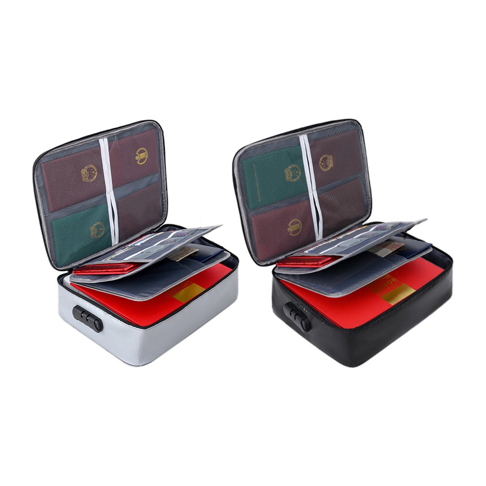 Fireproof Document Bag With Lock Important Organizer Holder Waterproof Portable File Storage Box