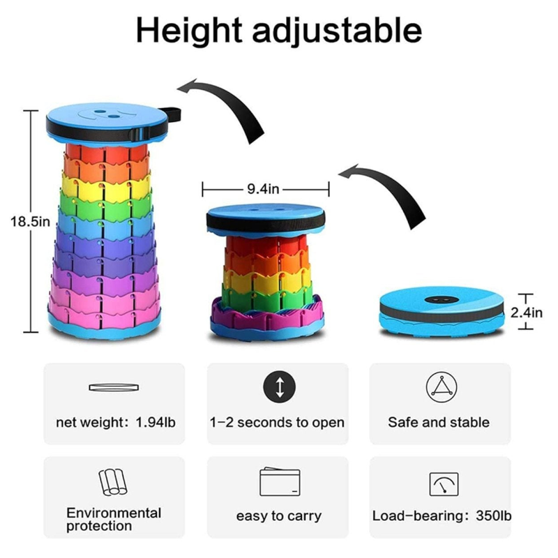 Folding Stool Seat Portable Retractable Telescopic Camping Fishing Travel Chairs
