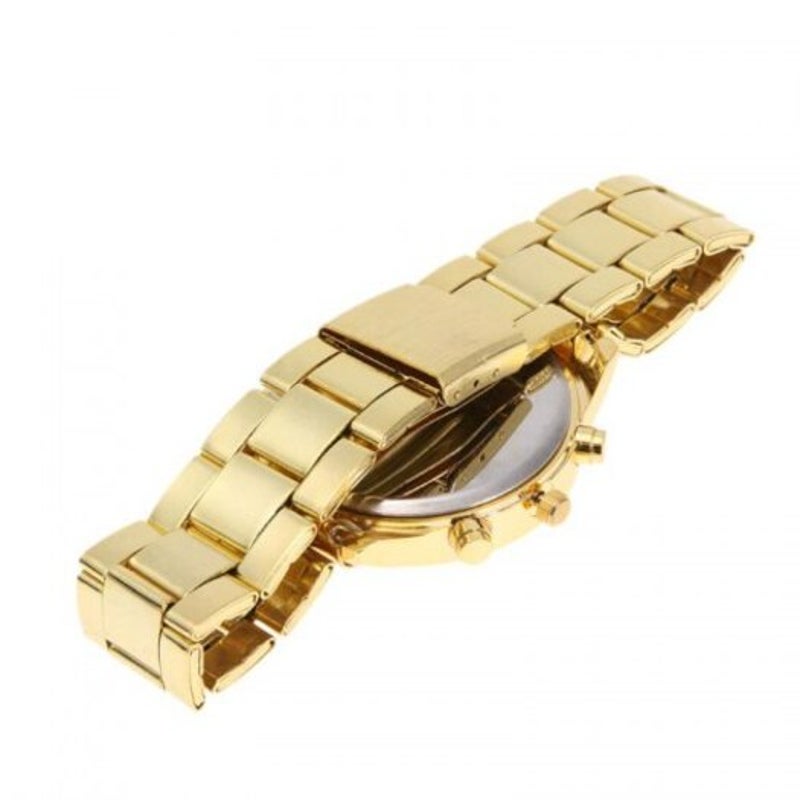 Veile Studios Fashion Ladies Diamond Steel Business Watch Golden
