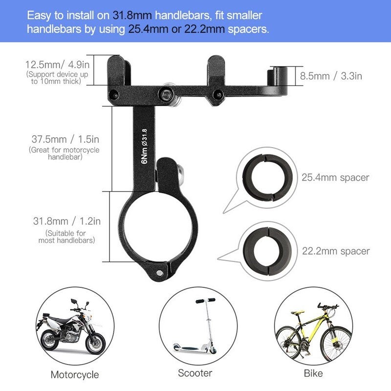 Pro2 Anti Slip Bicycle Adjustable Phone Holder Mount Cycling Support Titanium