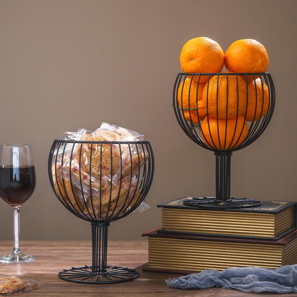 Wine Glass Shape Iron Fruit Bowl Basket Kitchen Decor
