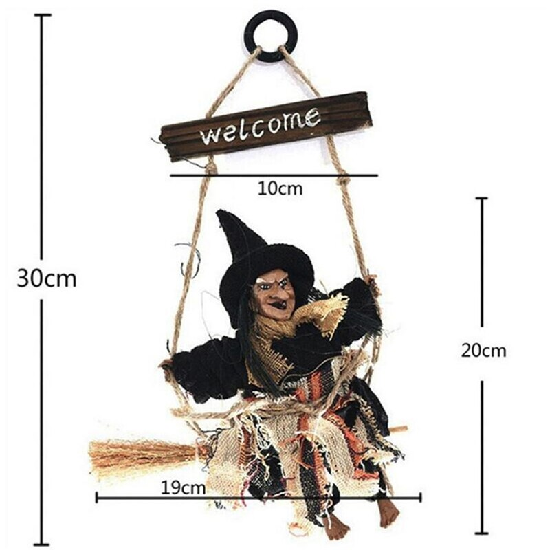 Door Hanging Flying Broomstick Witch Shape Pendant Halloween Bar Decoration