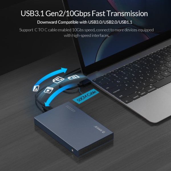 2.5" Sata To Usb 3.1 Type C Gen Case Ssd 4Tb External Hdd Enclosure