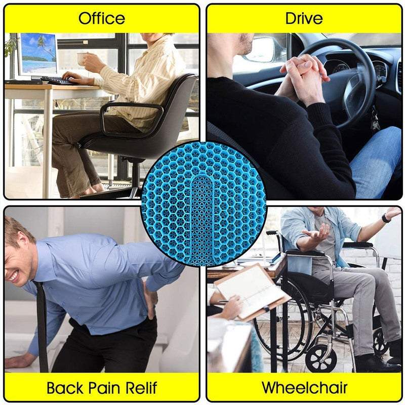 1 Sets of Hod Health & Home 1 Sets Of Cushions Honeycomb Design Soft Cool Gel Seat With Groove Non Slip Pain Relief