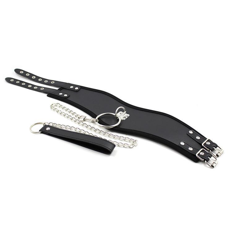 Black Posture Collar With Leash Bondage Kink Fetish Restraints