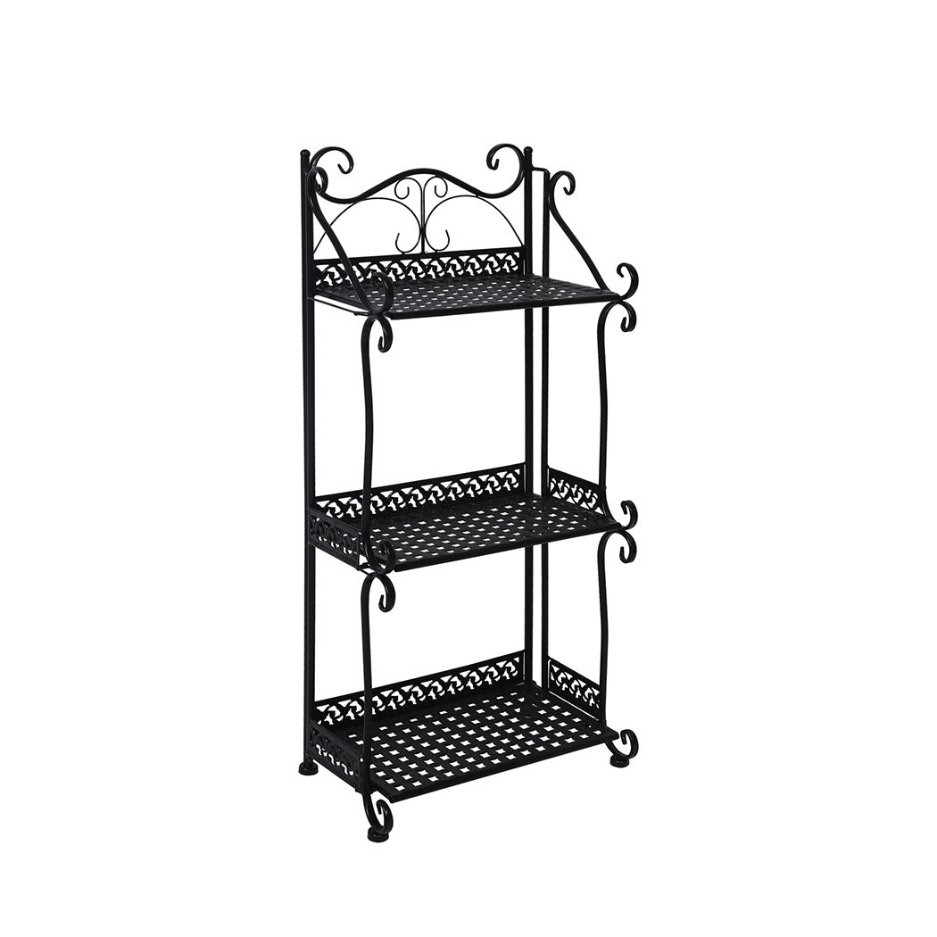 Plant Stand 3 Tiers Outdoor Indoor Black