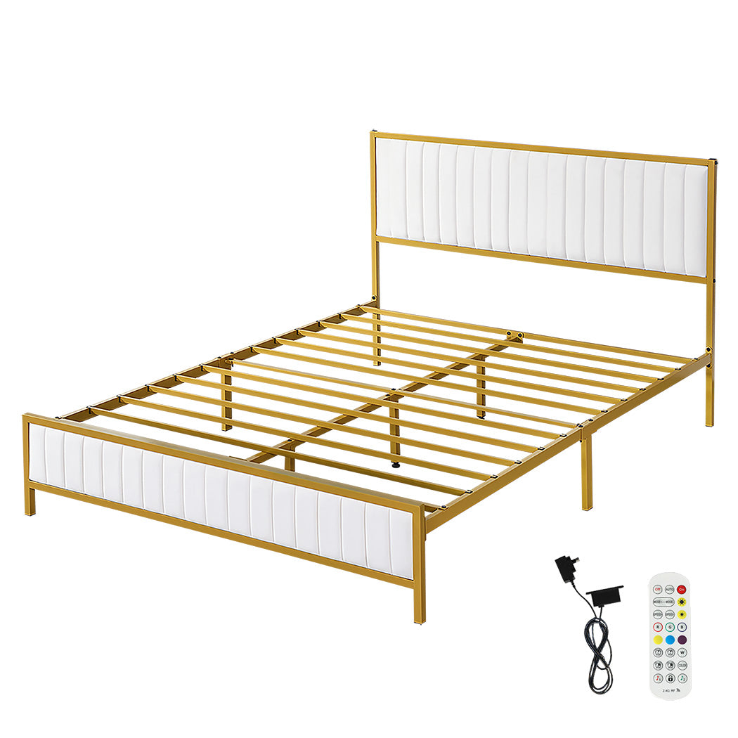 209Cm X 154Cm 106Cm Metal Bed Frame Under Storage Queen Beige