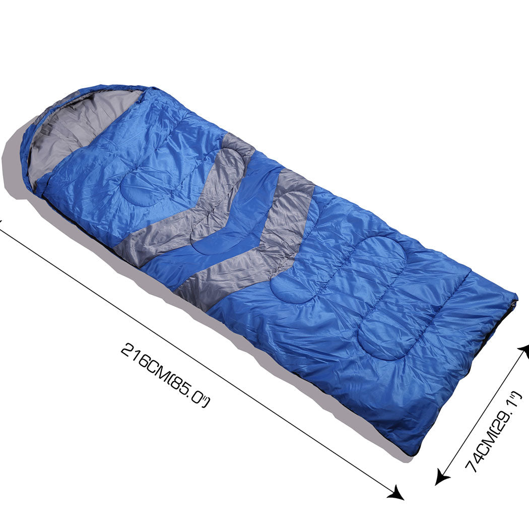 Single Sleeping Bag Outdoor Camping Thermal Waterproof Comfortable Blue Hiking