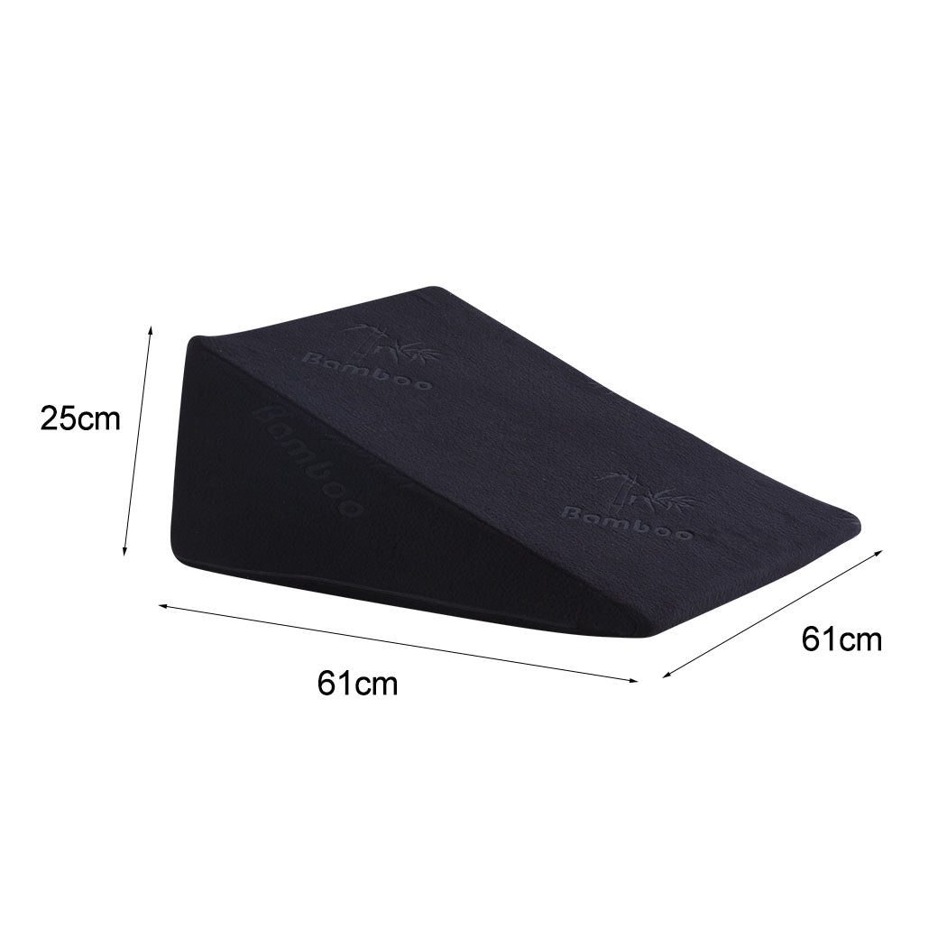 2X Cool Gel Memory Foam Bed Wedge Pillow Black 61X61x25cm