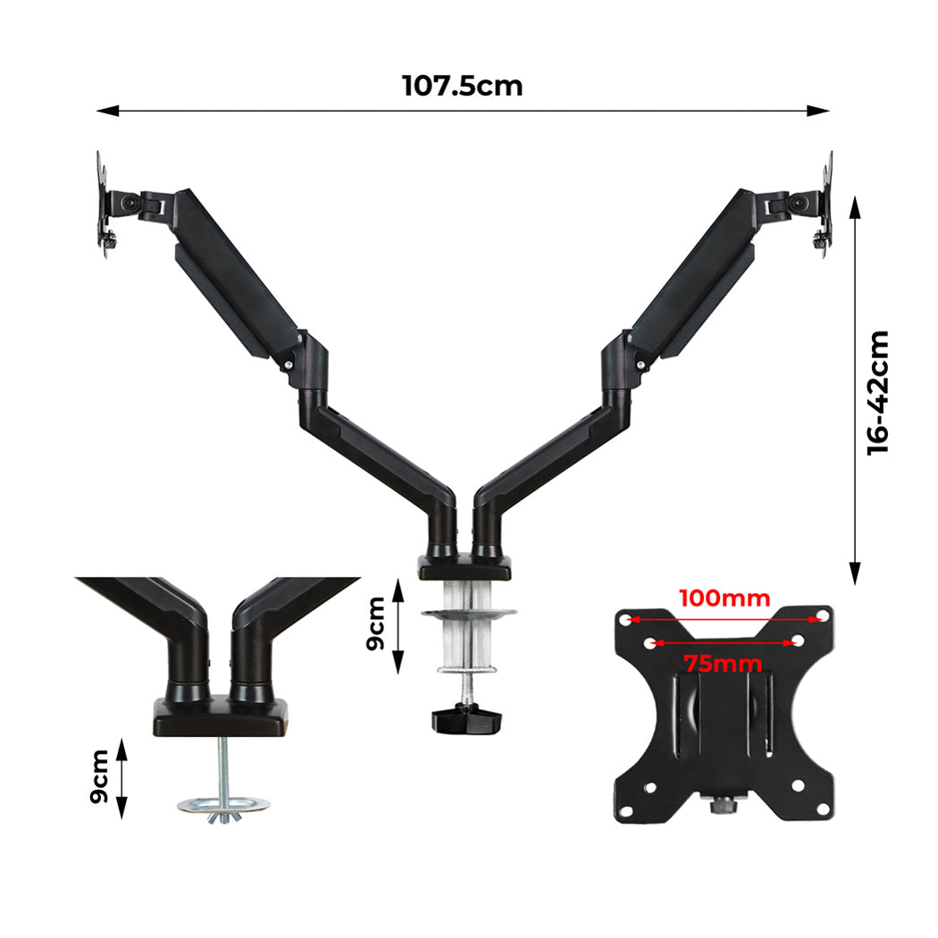 Traderight Dual Arm Monitor Mount Fits 1332 Inch Displays