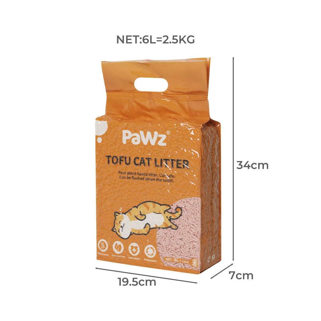 Pawz 2.5Kg Tofu Cat Litter Clumping Peach 4Pcs
