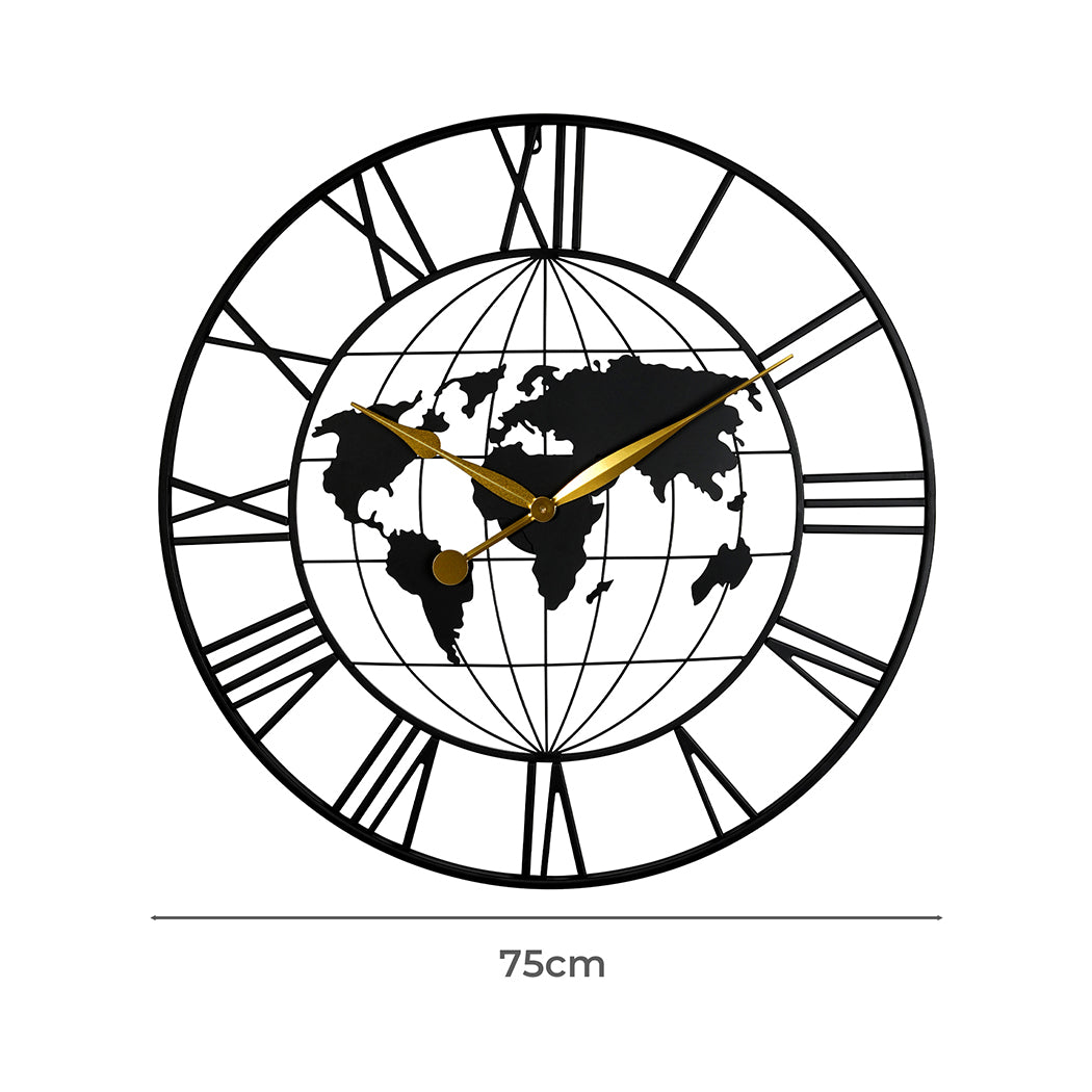 Yezi 75Cm Large Wall Clock Roman Numeral Home Black