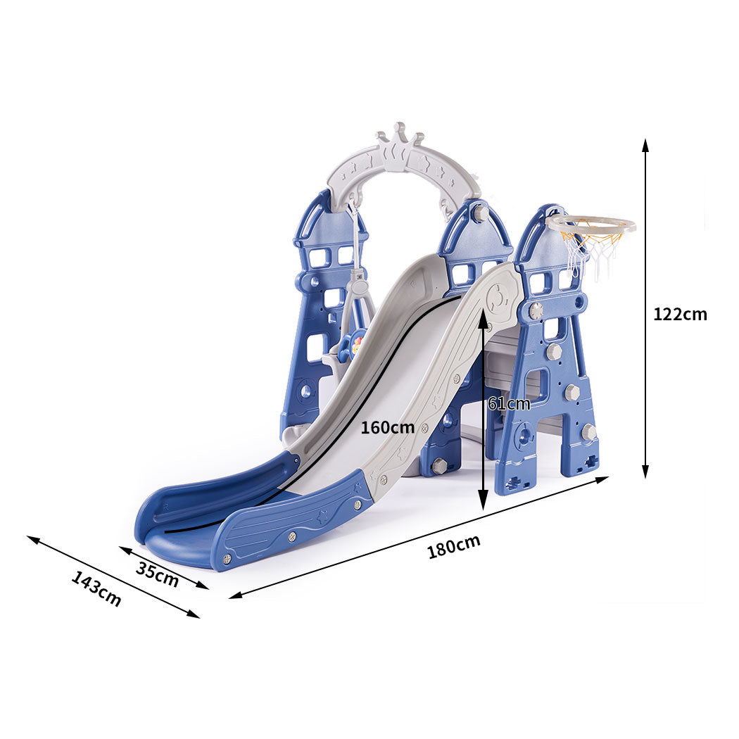 Bopeep Kids Slide Swing Basketball Ring Blue