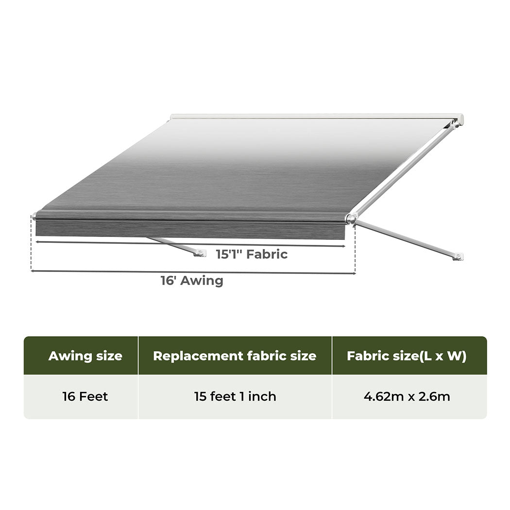 16Ft Rv Awning Fabric Replacement 18.05Oz Caravan Grey