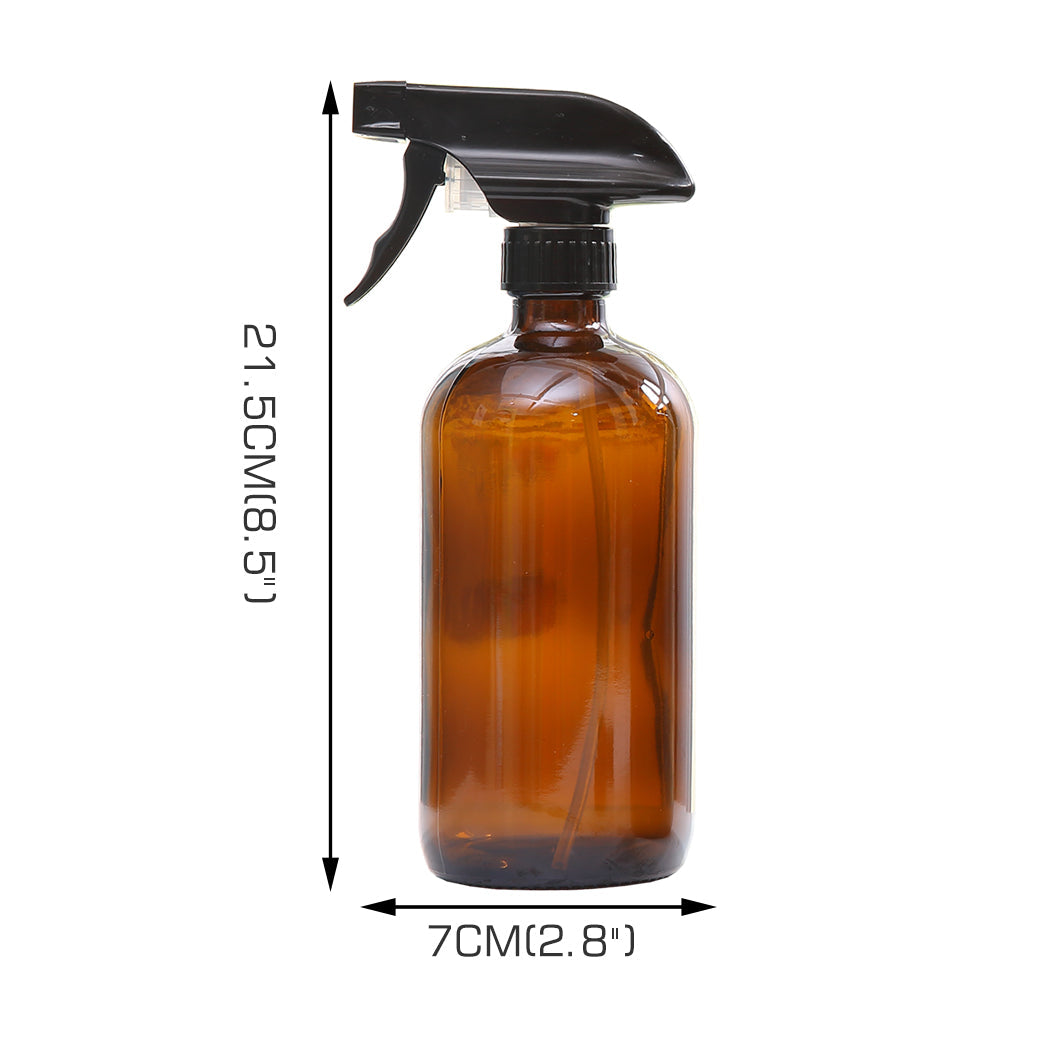 4X 500Ml Amber Black Glass Spray Bottles Trigger