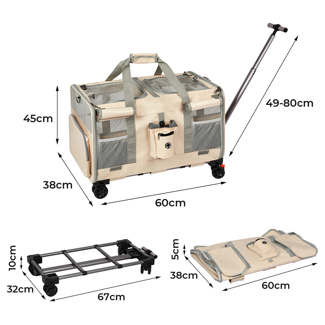 Pawz Pet Carrier 4 Wheel Portable Rolling Foldable