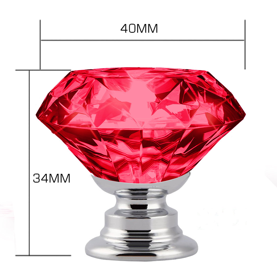 16 Pcs Clear Crystal Knobs Diamond 40Mm Large Transparent