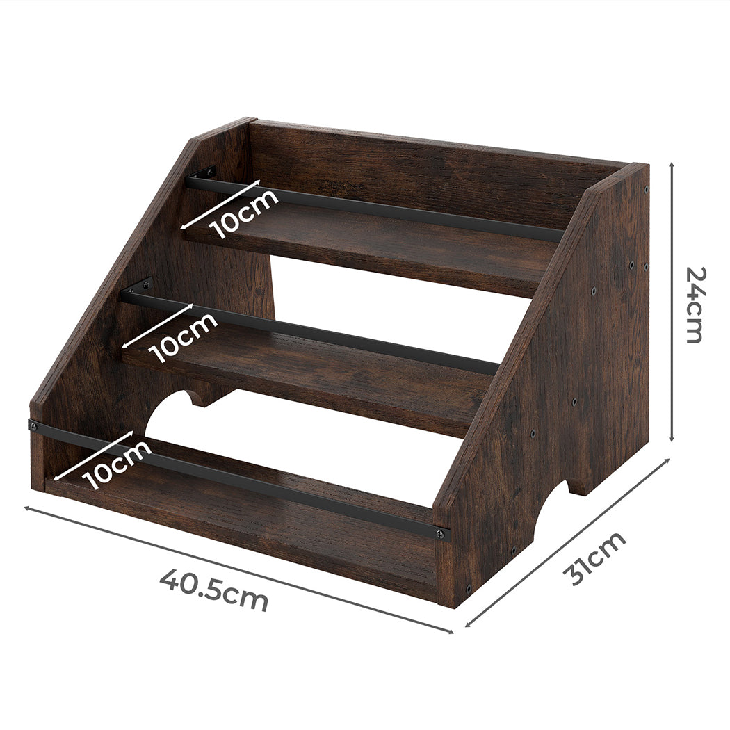 Toque Countertop Wine Rack 3 Tier Wood & Metal Organizer