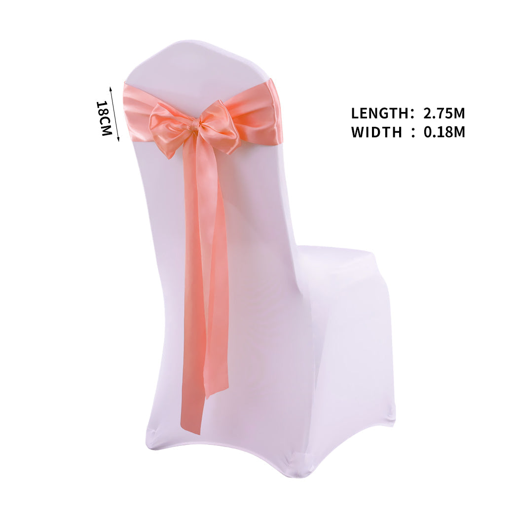 20X Satin Fabric Chair Sashes Cloth Coral
