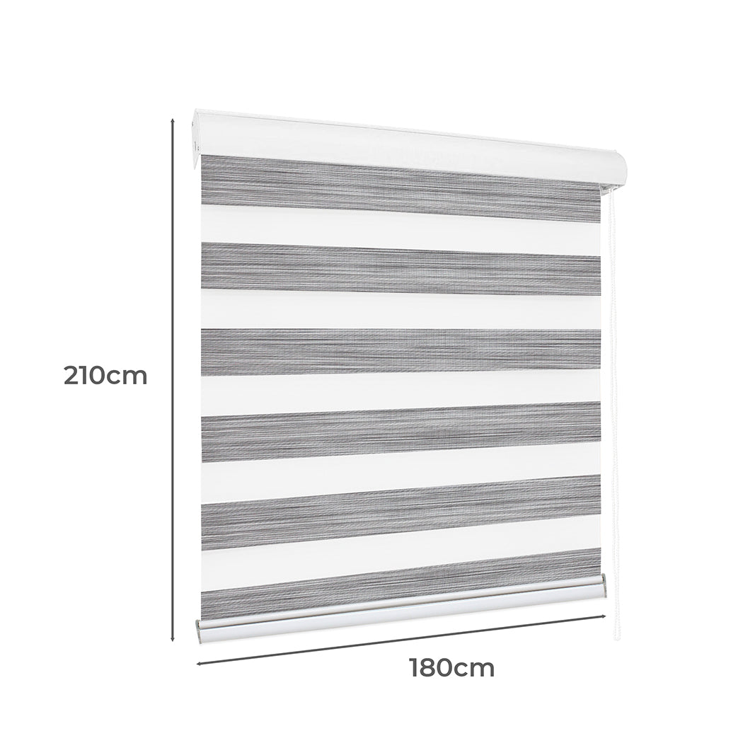 1 Sets of Marlow 1 Sets Of 1X Blackout Zebra Roller Blind Curtains 180X210cm Grey