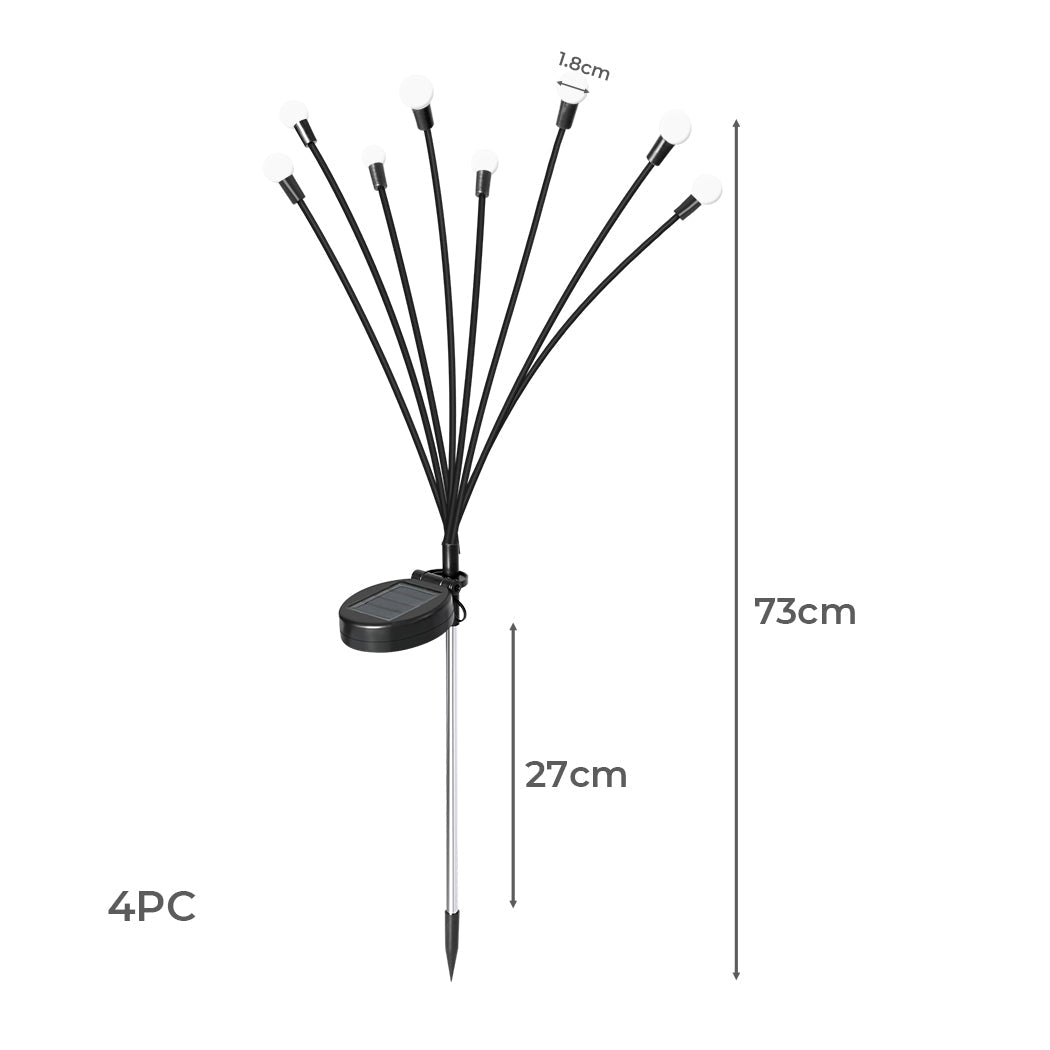 Firfly Solar Lawn Lights 8Led 4Pc Outdoor Black