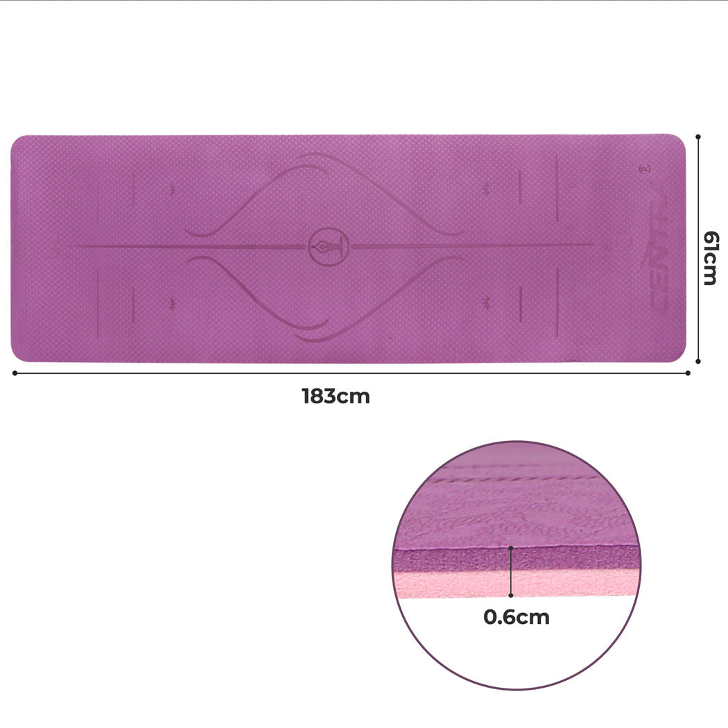 Yoga Mat Dual Colour Body Position Lines Purple