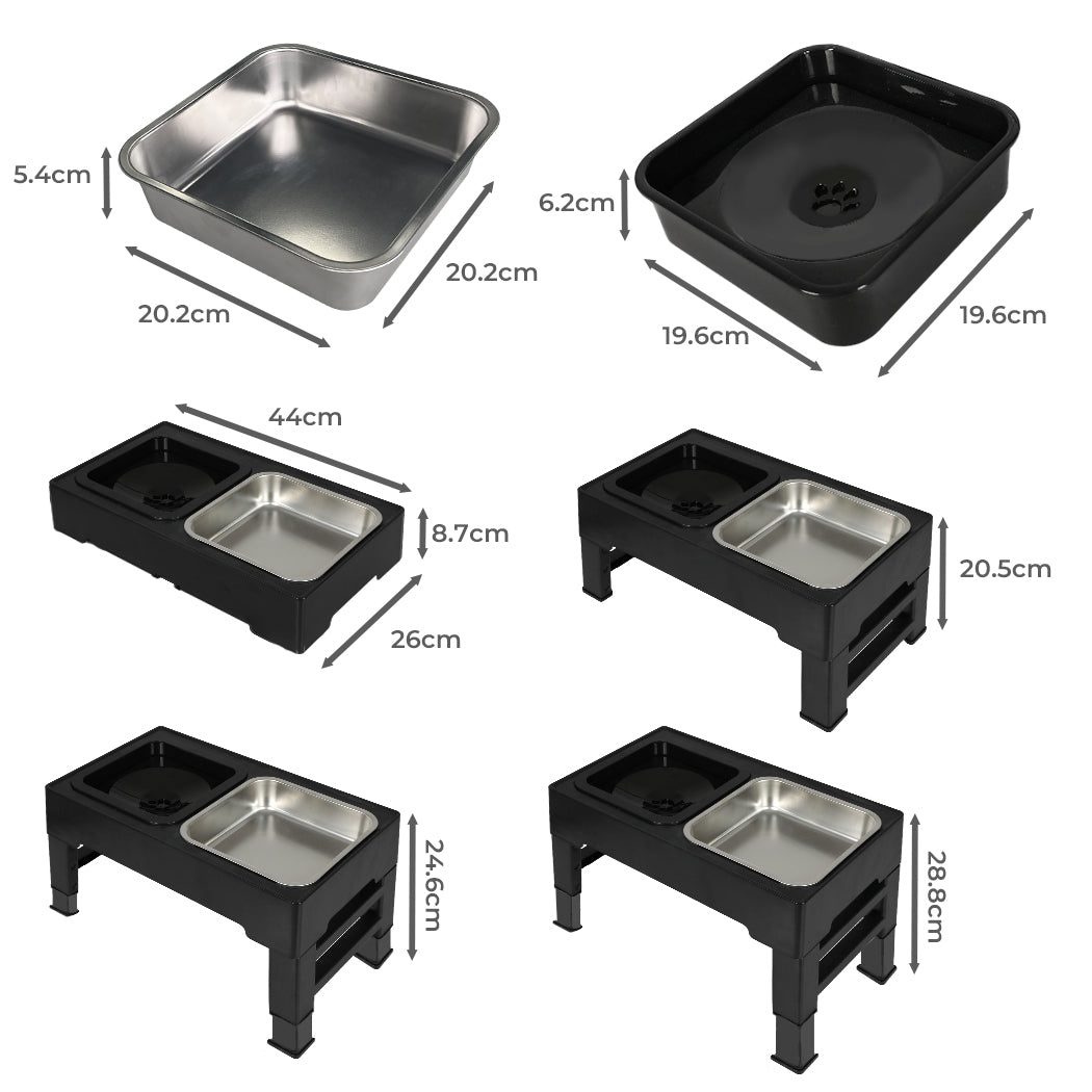 Pawz Elevated Pet Feeder 4 Height Adjustable