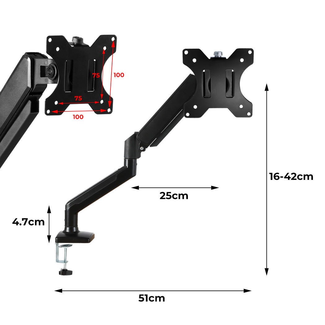 Traderight Monitor Mount Single Arm Stand For 1332 Inch Displays
