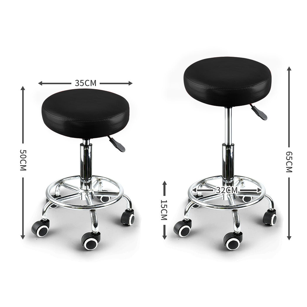 2X Swivel Salon Barstool Hairdressing Black