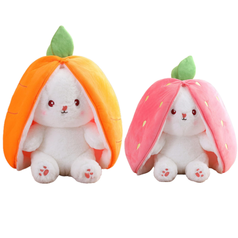 Fruit Transfigured Bunny Plush Toy Cute Carrot Strawberry Turn Into