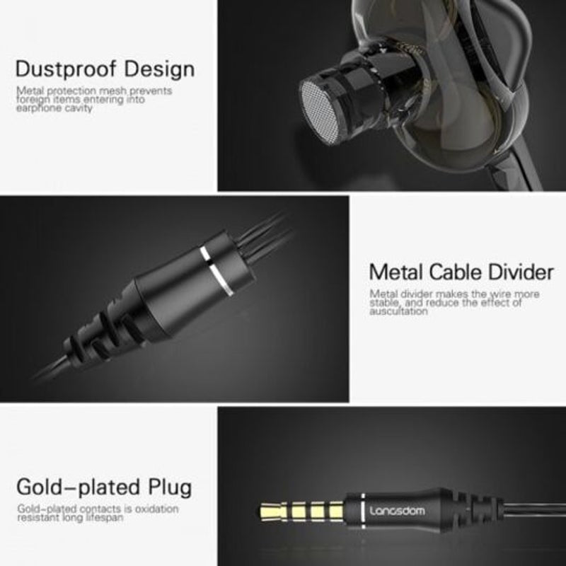 D4c Earphonewith Mic 3.5Mm Hifi Earphones Headset Black With