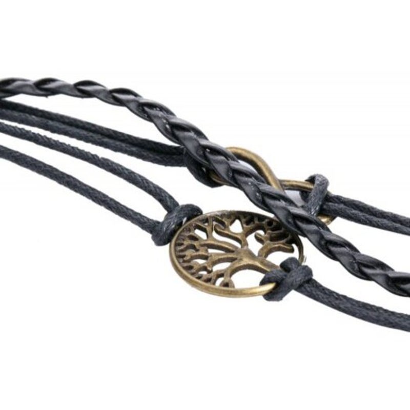 Veile Studios Life Tree 8 Shape Layered Bracelet Black