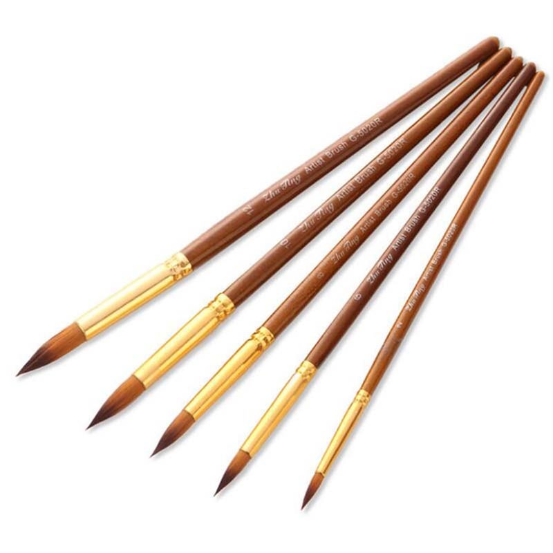 5Pcs Paint Brushes Round Nylon Hair Watercolor Paintbrushes Set