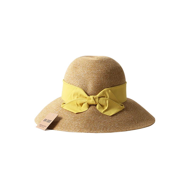 French Style Women Summer Sun Hat Beach Straw Bow Ribbon Cap