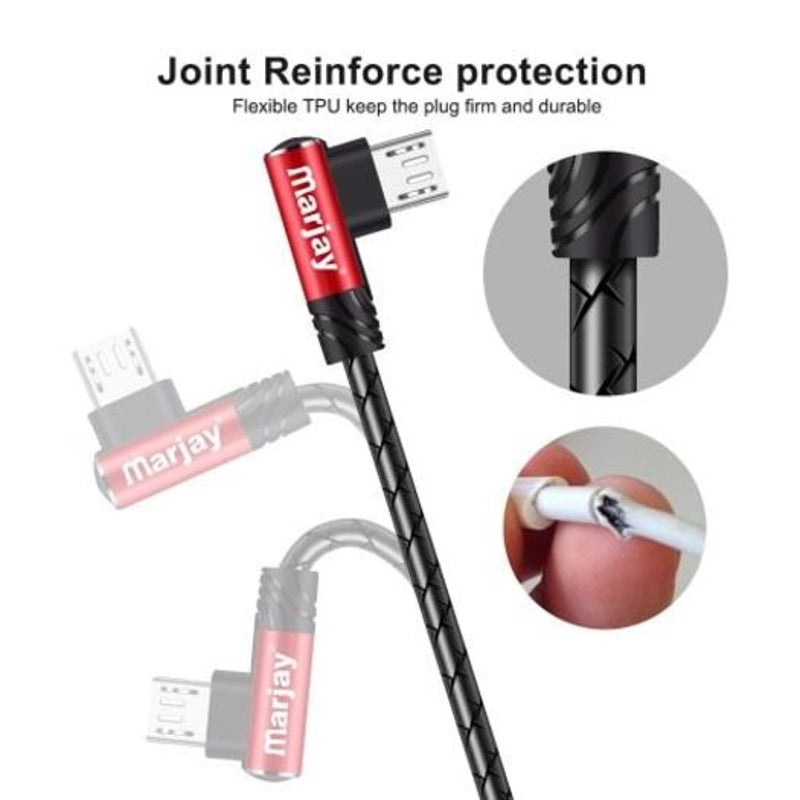 2.4A Elbow Tpe Degree Fast Charging Type Micro Usb For Samsung S8 S9 Note Xiaomi Mi8 Black 1M