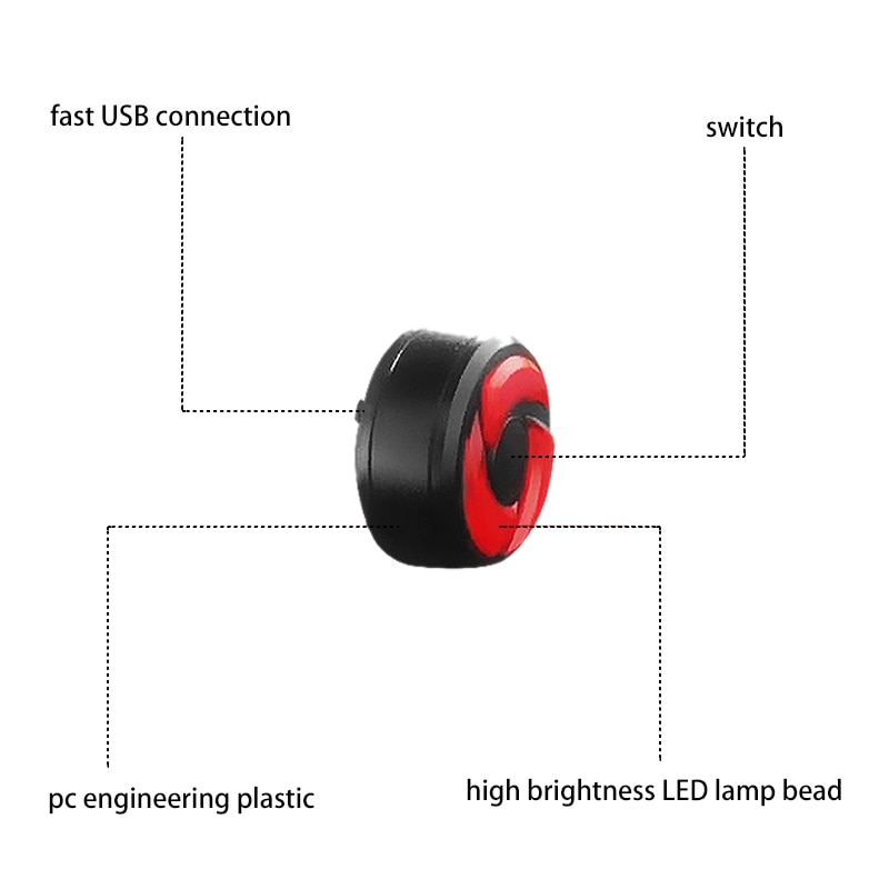 Usb Charging Led Flash Tail Light For Mountain Bike - Red