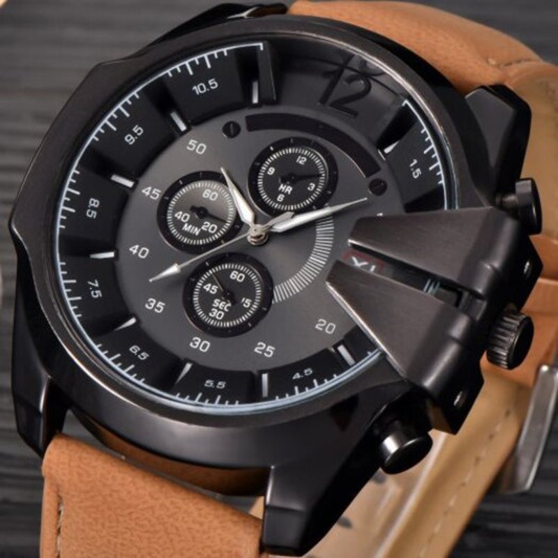 Veile Studios Belts Quartz Watches Large Dials Men's Masculino Wrist Luxury Top Brand Brown