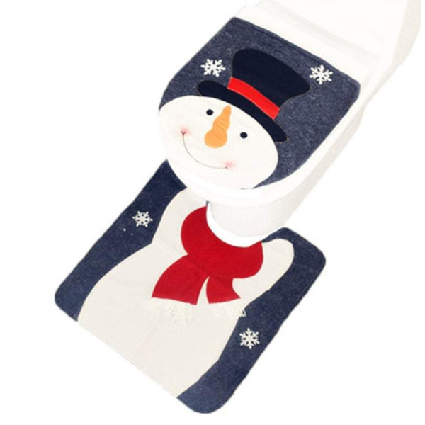 Non Slip Mats Christmas Bathroom Toilet Lid And Floor Rug Decorations