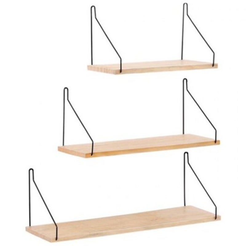 Nordic Style Wall Holder Solid Wood Shelving Panel Bedroom Living Room Dormitory Mounted Rack Peach