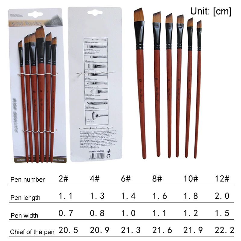 Nylon Hair Handle Watercolor Paint Brush Pen Set For Learning Oil Acrylic Painting Art Brushes Supplies 6 Pcsset