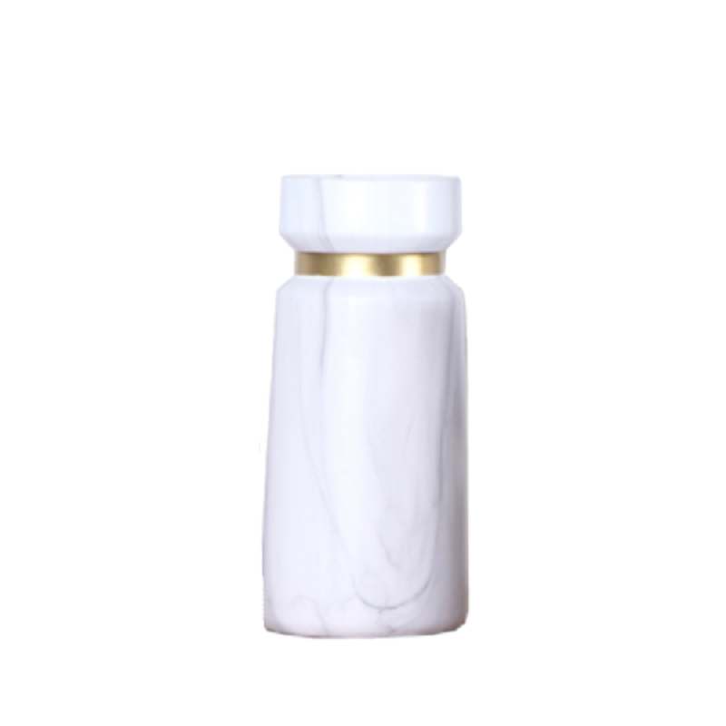 Opulent Vase White / Gold Marble Design Elegant Decor