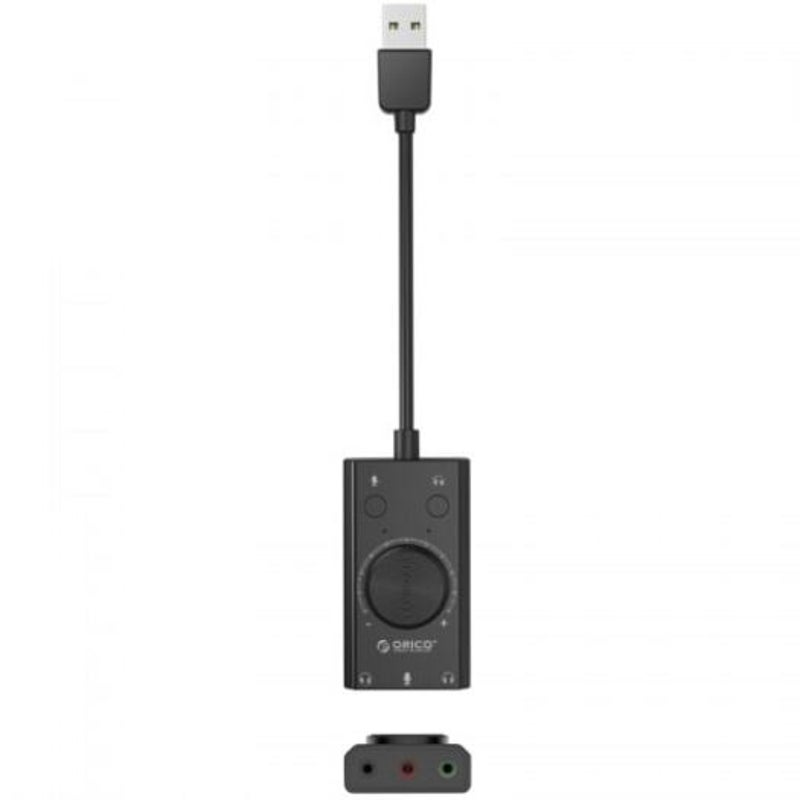 Sc2 External Usb Sound Card Mic Adapter 3.5Mm Jack Stereo Headset Volume Adjustment Free Drive For Pc Black