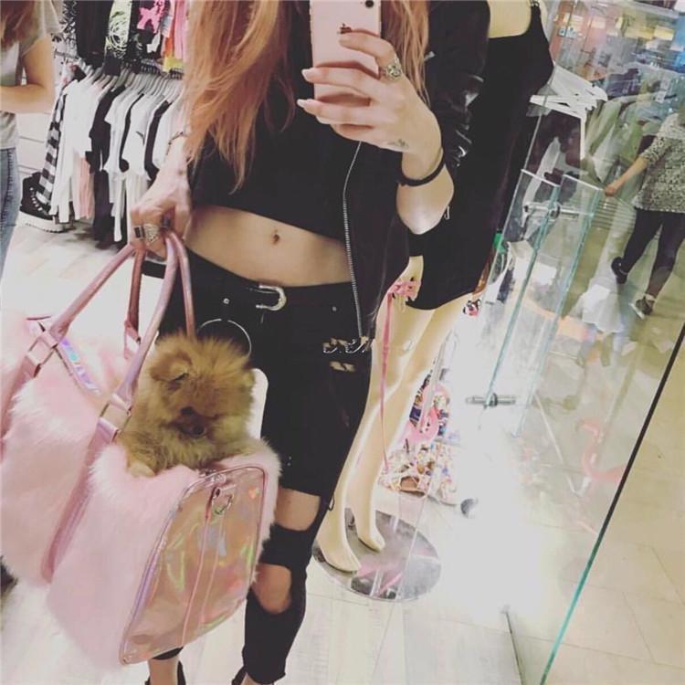 Pink Fur Duffle Bag