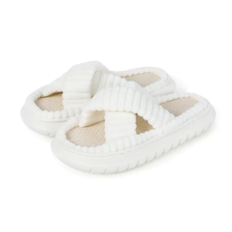 Fluffy Slippers Soft Criss-Cross Straight Designs
