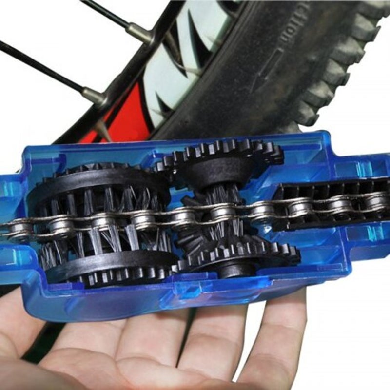 Bicycle Chain Cleaner Bike Machine Brushes Scrubber Wash Tool Ocean Blue