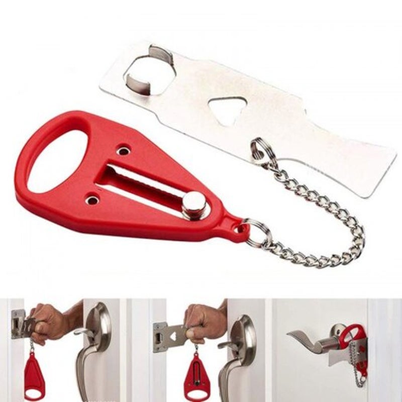 Red Hotel Door Lock Self Defense Stop Travel Locks